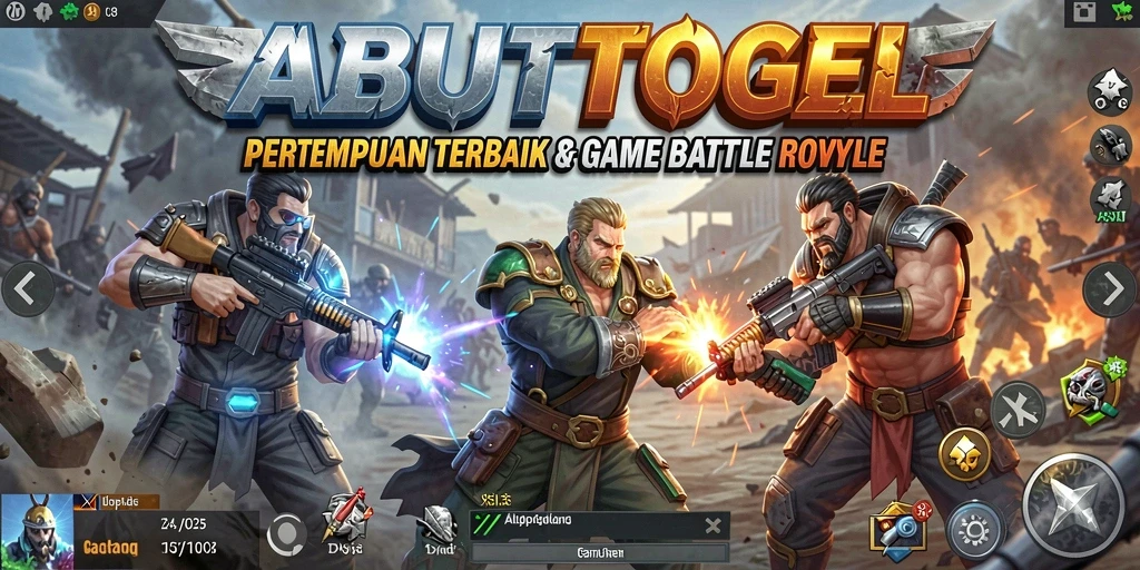 Tampilan screenshot utama ABUTOGEL menampilkan aksi seru dalam gameplay Battle Royale.