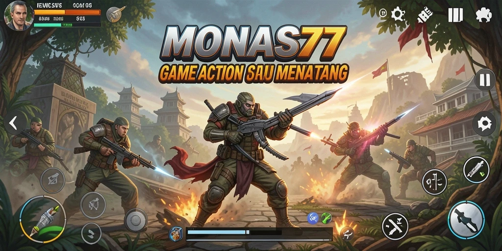 Tangkapan layar MONAS77 menunjukkan aksi mendebarkan saat karakter bertarung.