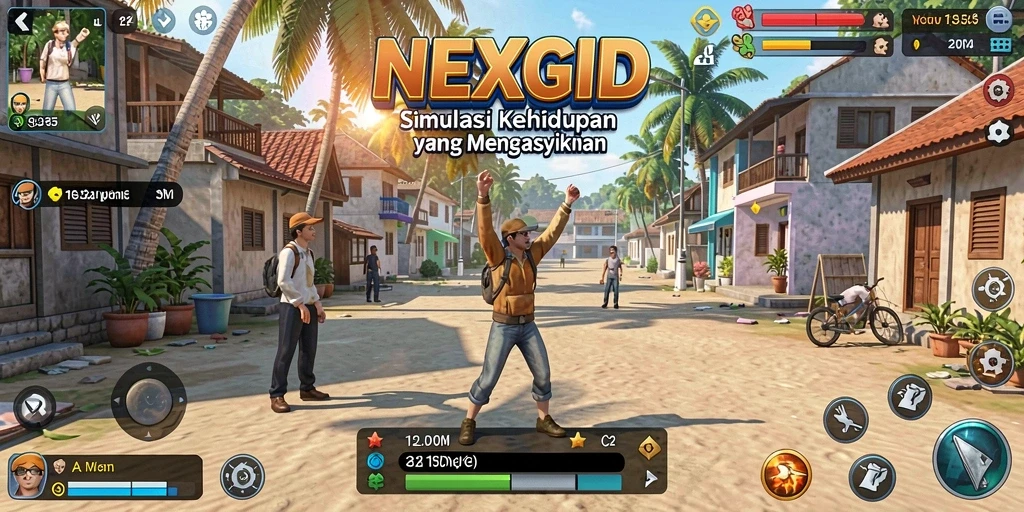 Tampilan gameplay NEXGID yang menarik dengan dunia virtual yang dinamis.