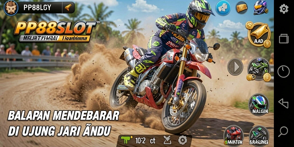 Gameplay PP88SLOT menampilkan balapan motor yang seru dan menegangkan.